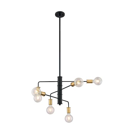 Nuvo Fixture, Chandelier, 6-Lght, Incandescent, 100W, 120V, A19, Medium Bse, Voltage: 120 60/7344